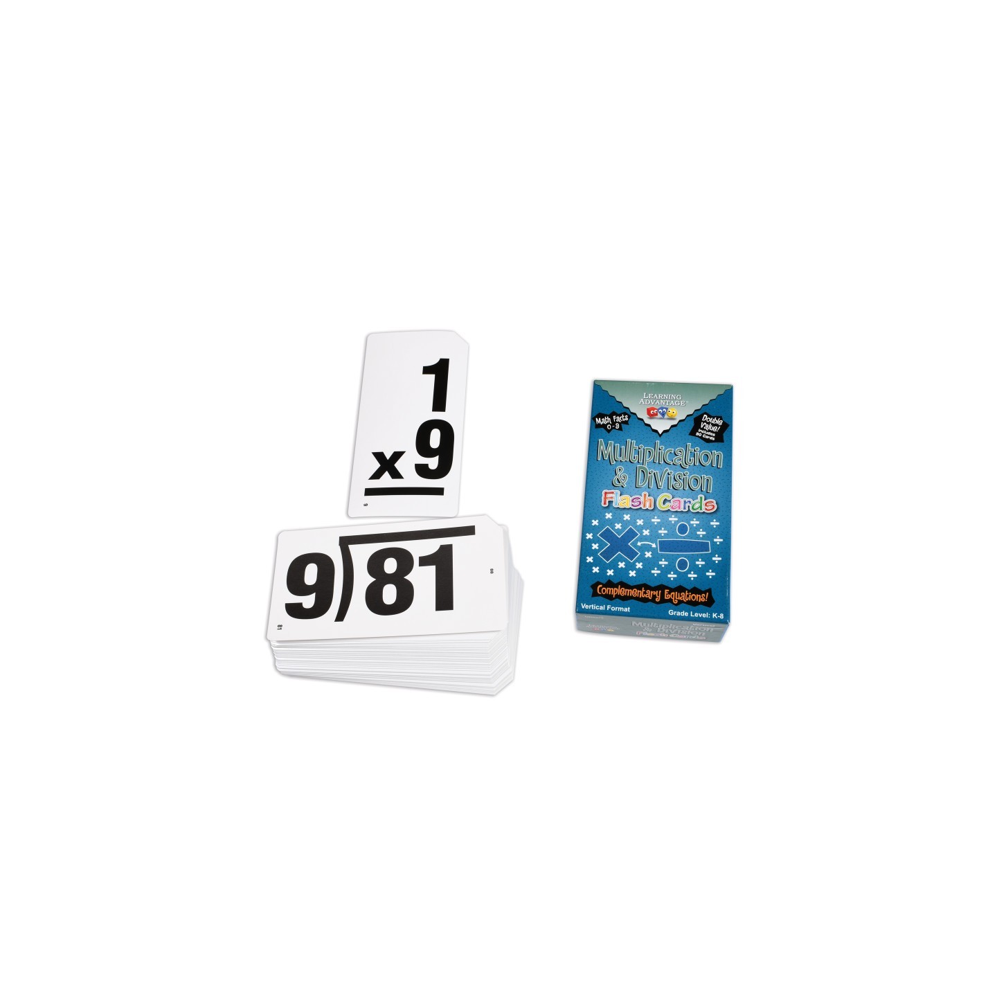 Learning Advantage® Double-Value Vertical Flash Cards - Multiplication & Division Set - Set of 81