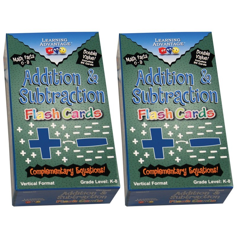 Learning Advantage® Double-Value Vertical Flash Cards - Addition & Subtraction Set - 90 Per Pack, 2 Packs