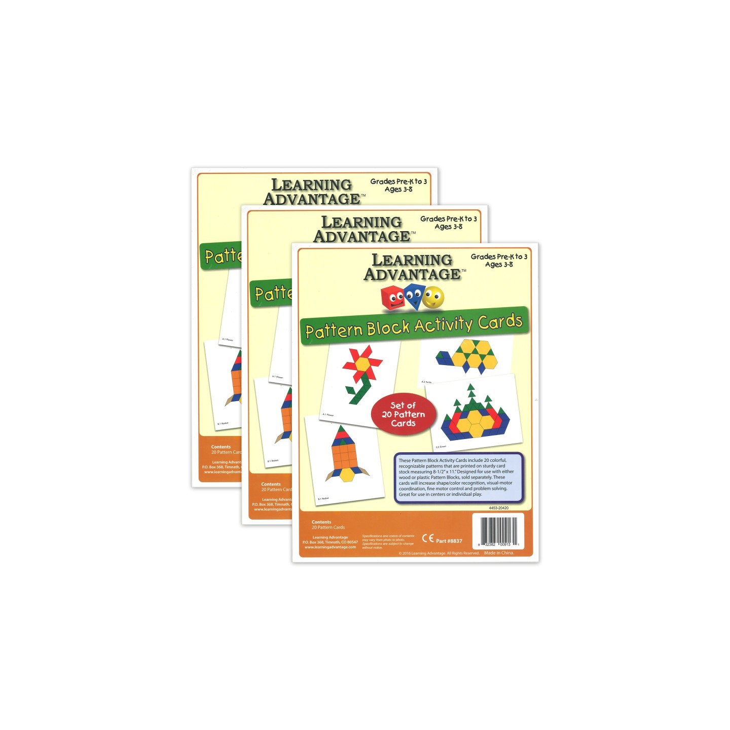 Learning Advantage® Pattern Block Activity Cards - 20 Per Set - 3 Sets