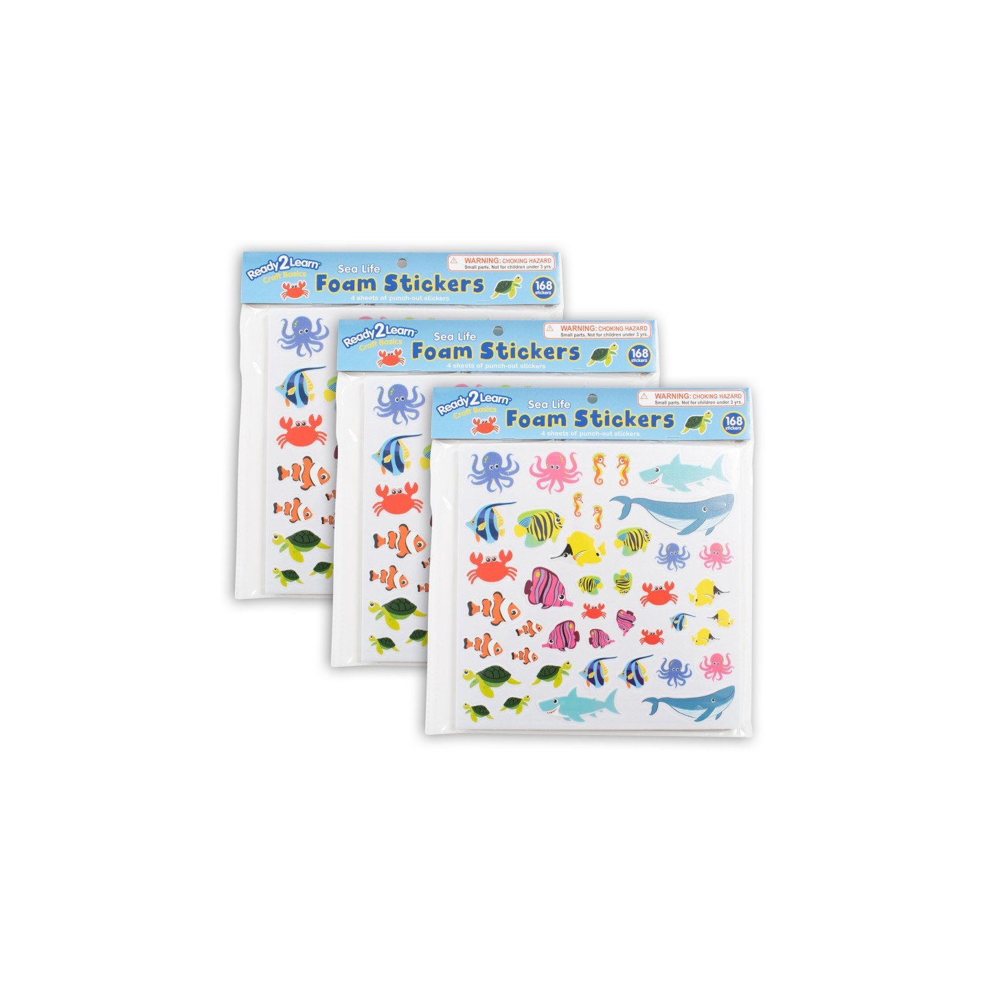 READY 2 LEARN™ Foam Stickers, Sea Life, 168 Per Pack, 3 Packs