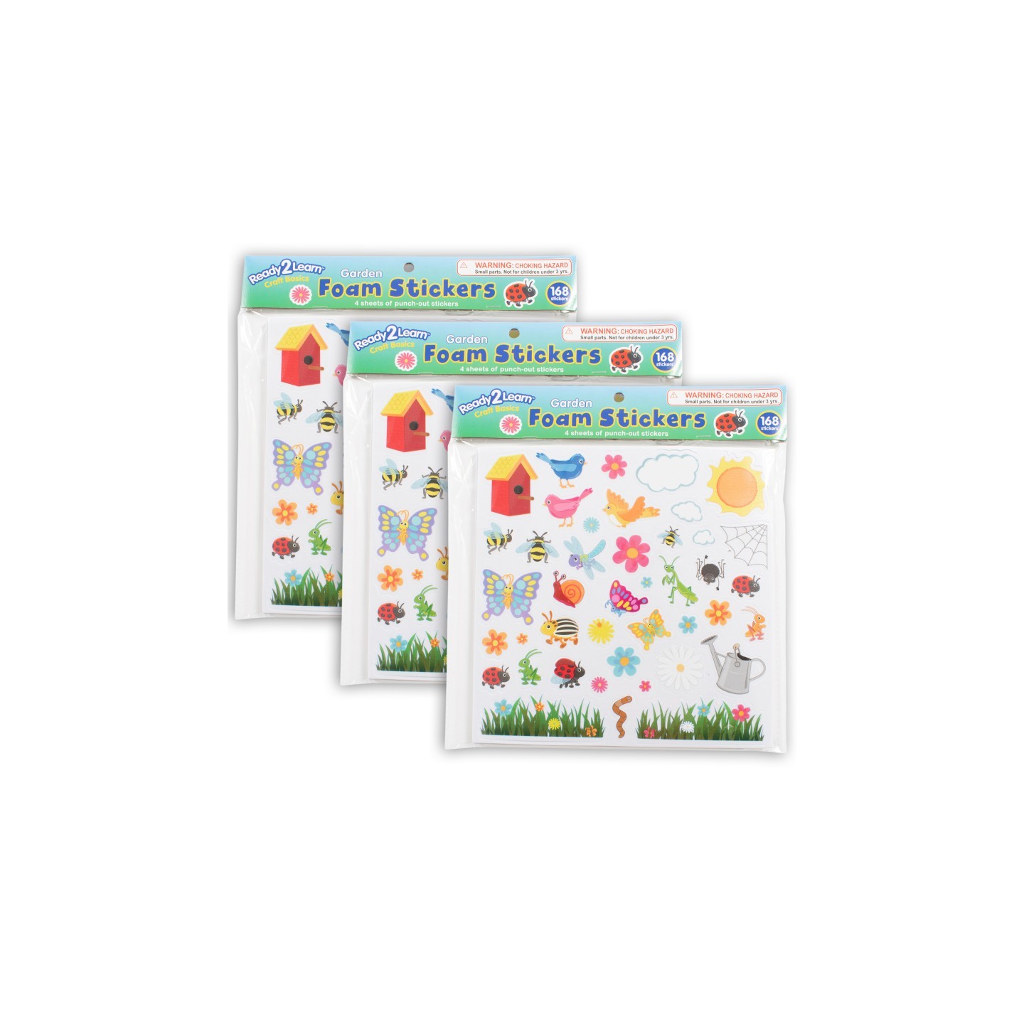 READY 2 LEARN™ Foam Stickers, Garden, 168 Per Pack, 3 Packs