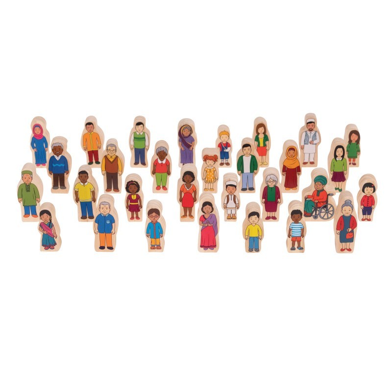 The Freckled Frog My Family - Set of 30 - Ages 1+ - Inclusive Wooden Blocks for Toddlers