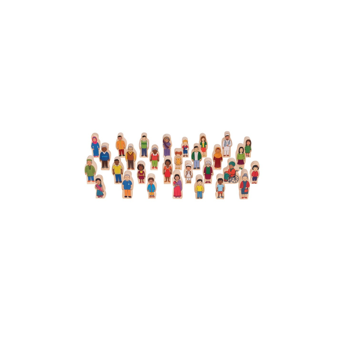 The Freckled Frog My Family - Set of 30 - Ages 1+ - Inclusive Wooden Blocks for Toddlers