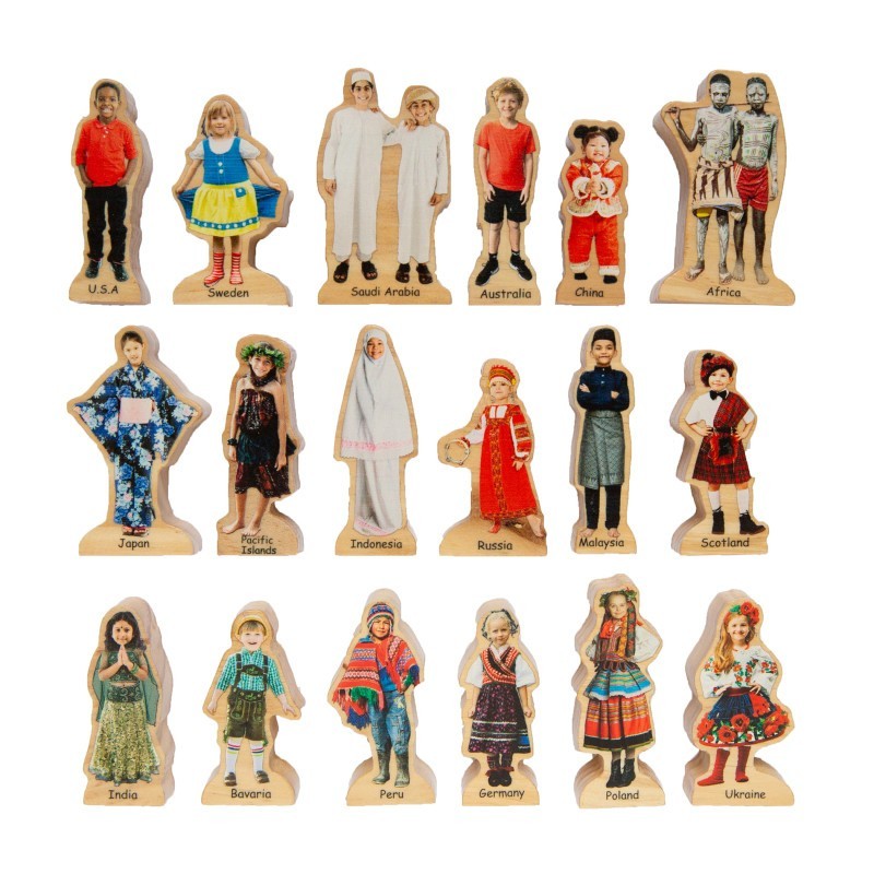 The Freckled Frog People Around the World Wooden Blocks - Set of 18 - Ages 1+