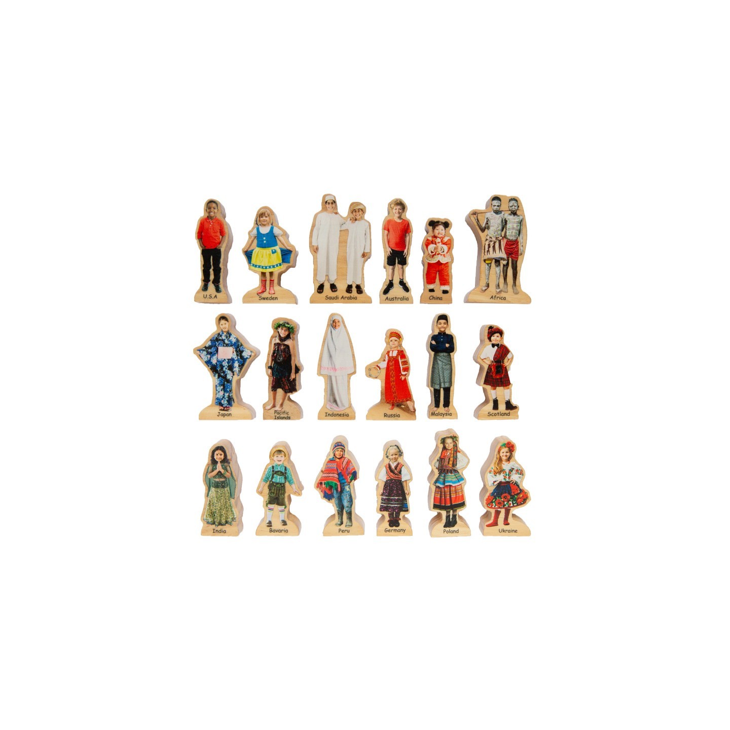 The Freckled Frog People Around the World Wooden Blocks - Set of 18 - Ages 1+