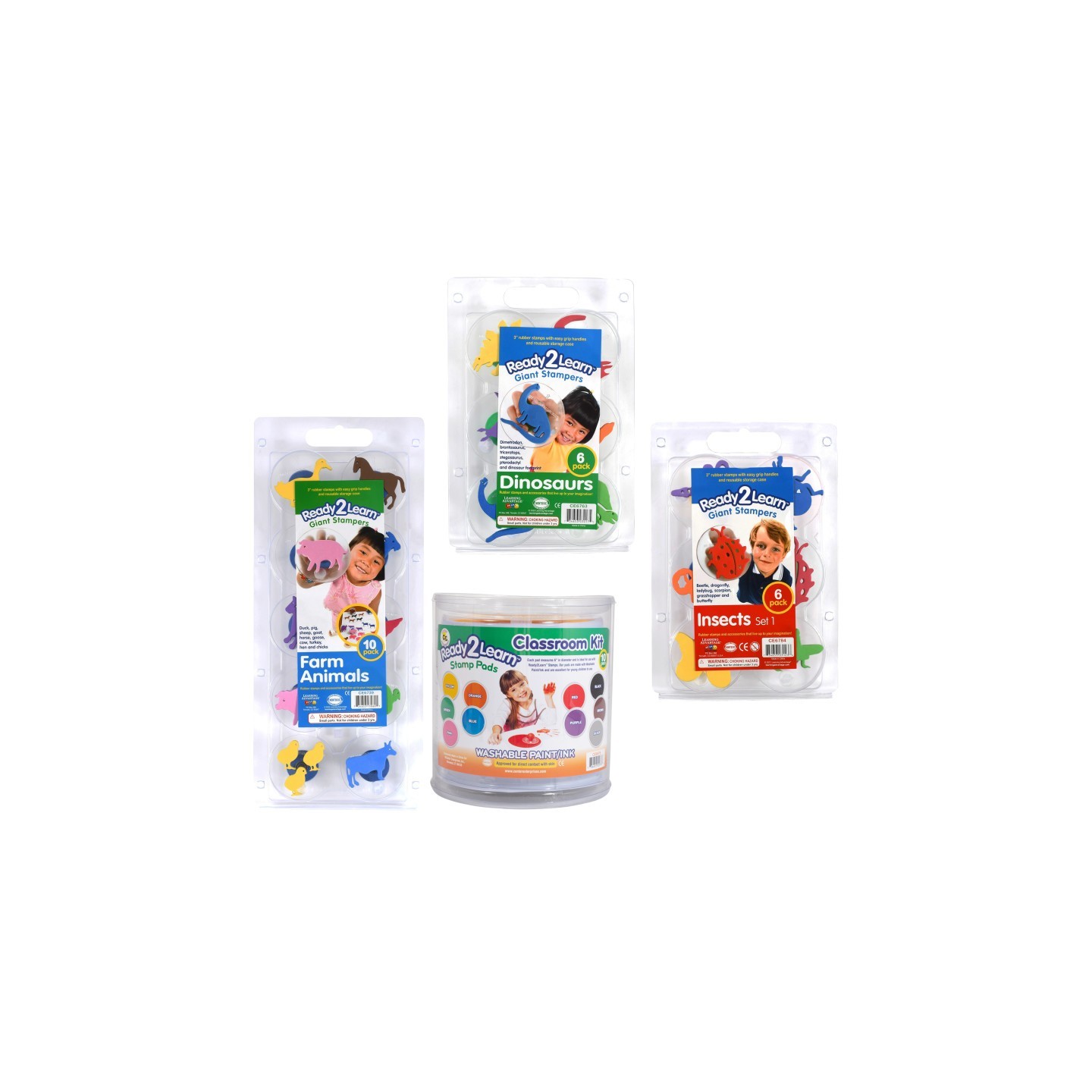 READY 2 LEARN™ Giant Stampers & Stamp Pad Kit - 22 Stampers - 10 Stamp Pads