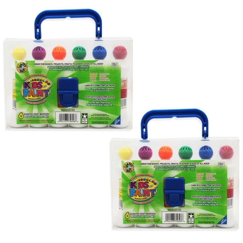 Crafty Dab® Kids Scented Paint Markers, Assorted Colors, 6 Per Pack, 2 Packs