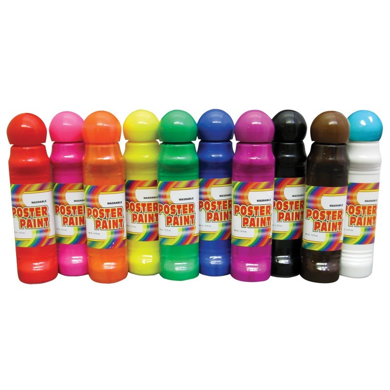 Crafty Dab® Poster Paint, Assorted Colors, 48 ml each, Pack of 10