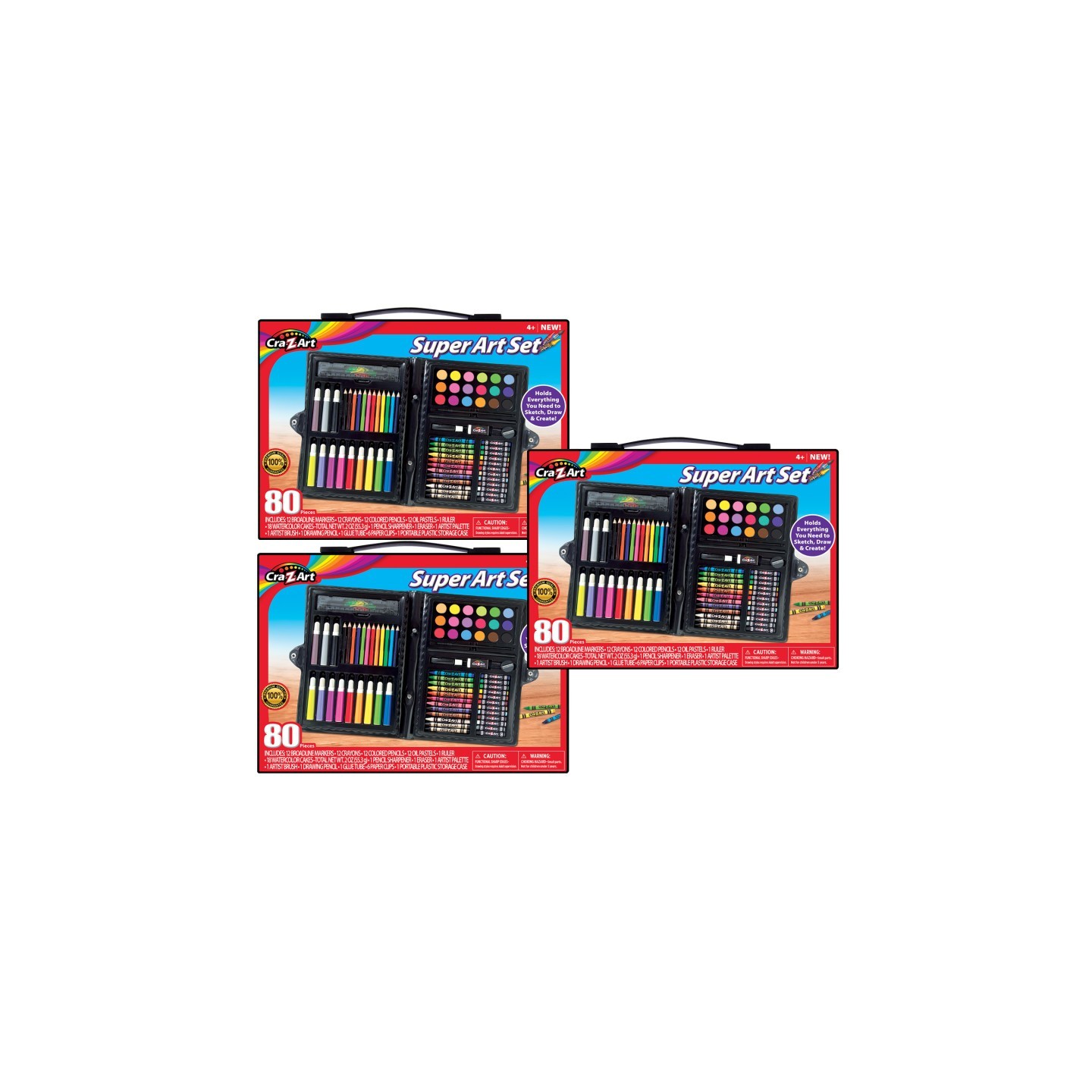 Cra-Z-Art® Art Set, 80 Pieces Per Set, 3 Sets