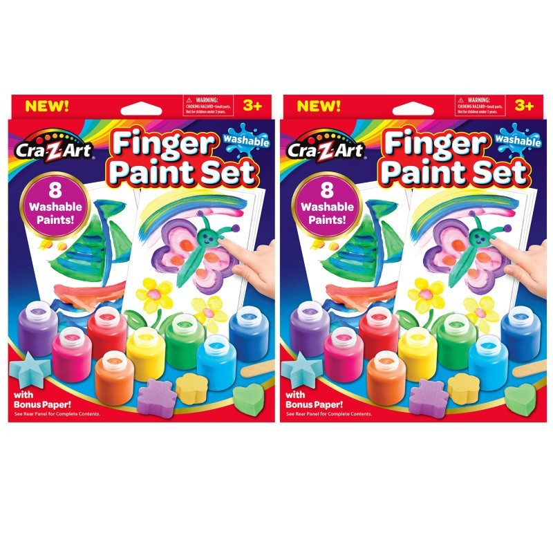 Cra-Z-Art® Washable Finger Paints Set, 8 Colors Per Set, 2 Sets