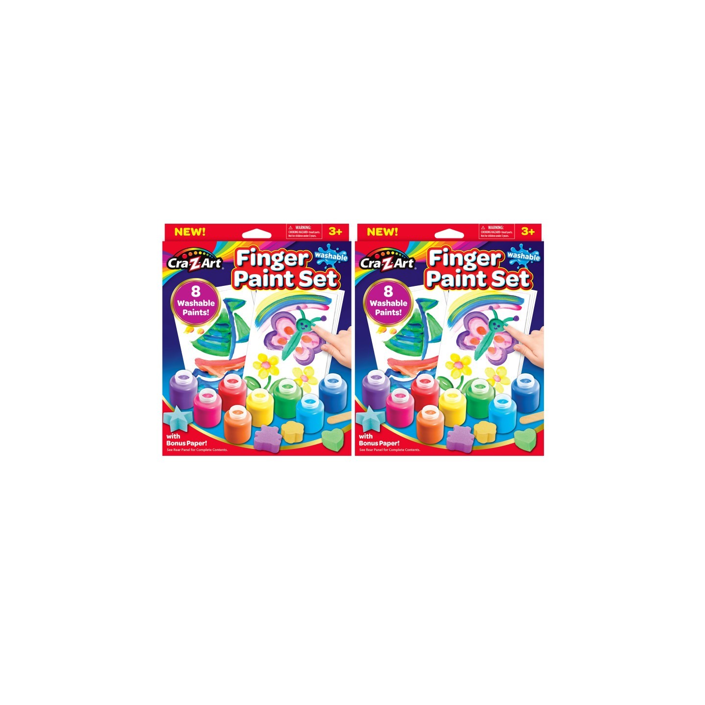 Cra-Z-Art® Washable Finger Paints Set, 8 Colors Per Set, 2 Sets