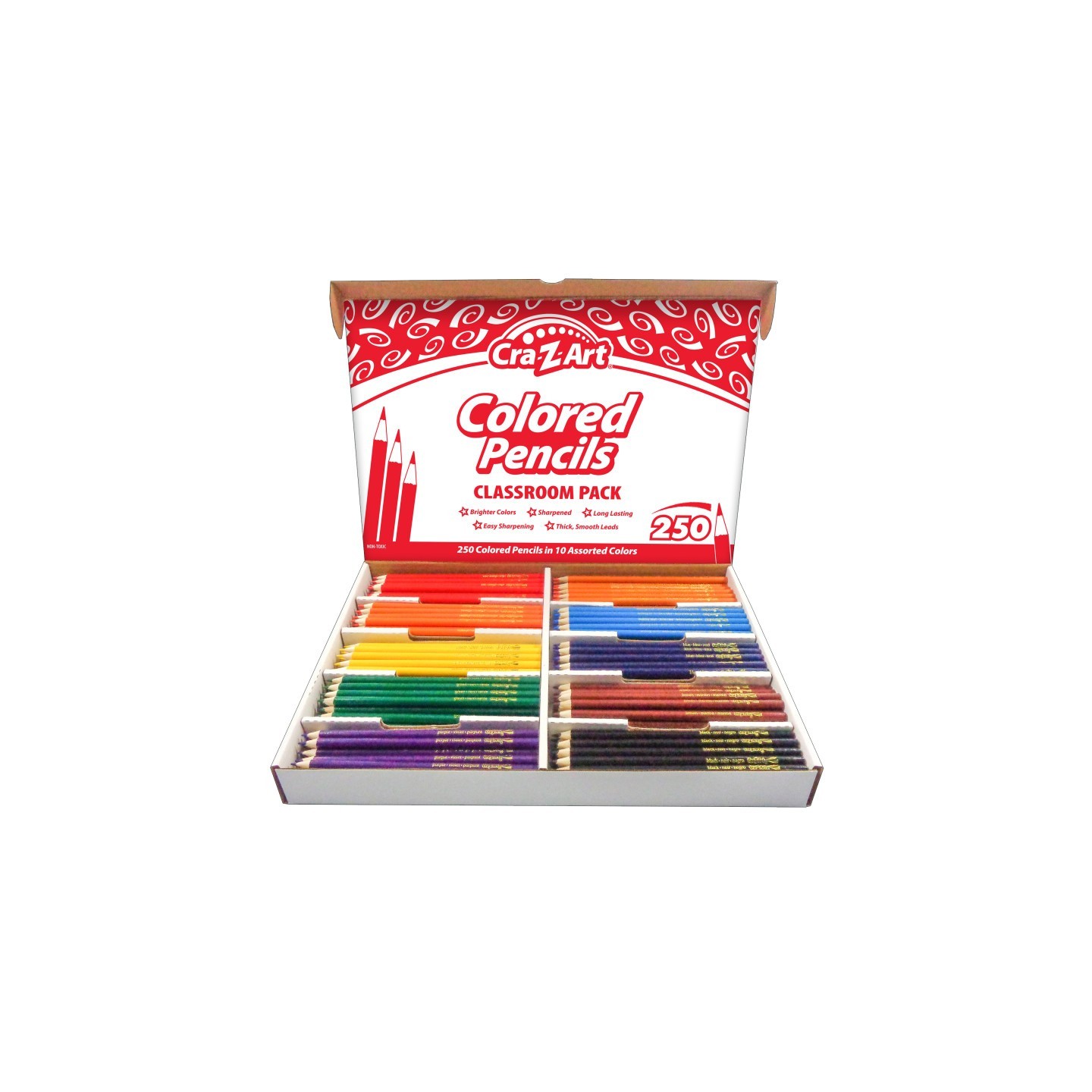 Cra-Z-Art® Colored Pencil Classroom Pack, 10 Colors, Box of 250