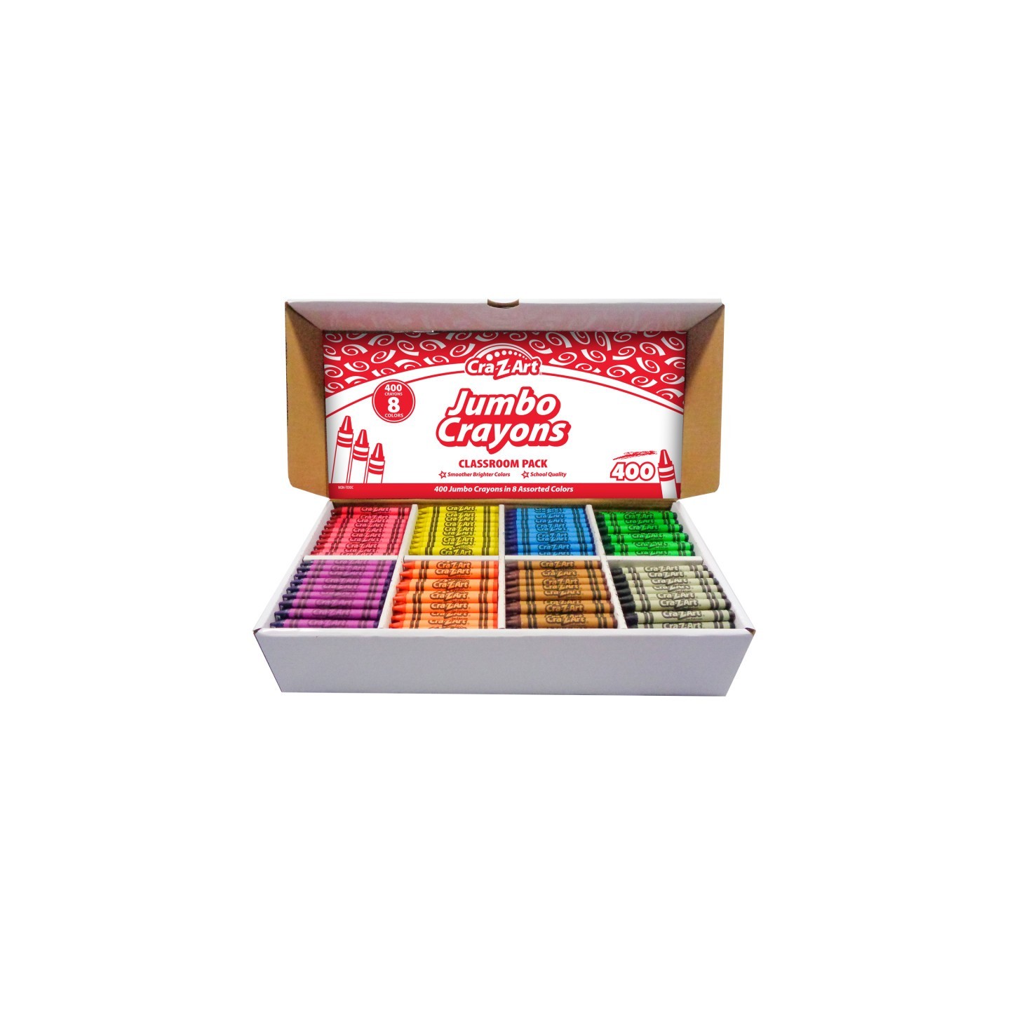 Cra-Z-Art® Jumbo Crayon Classroom Pack, 8 Color, Box of 400
