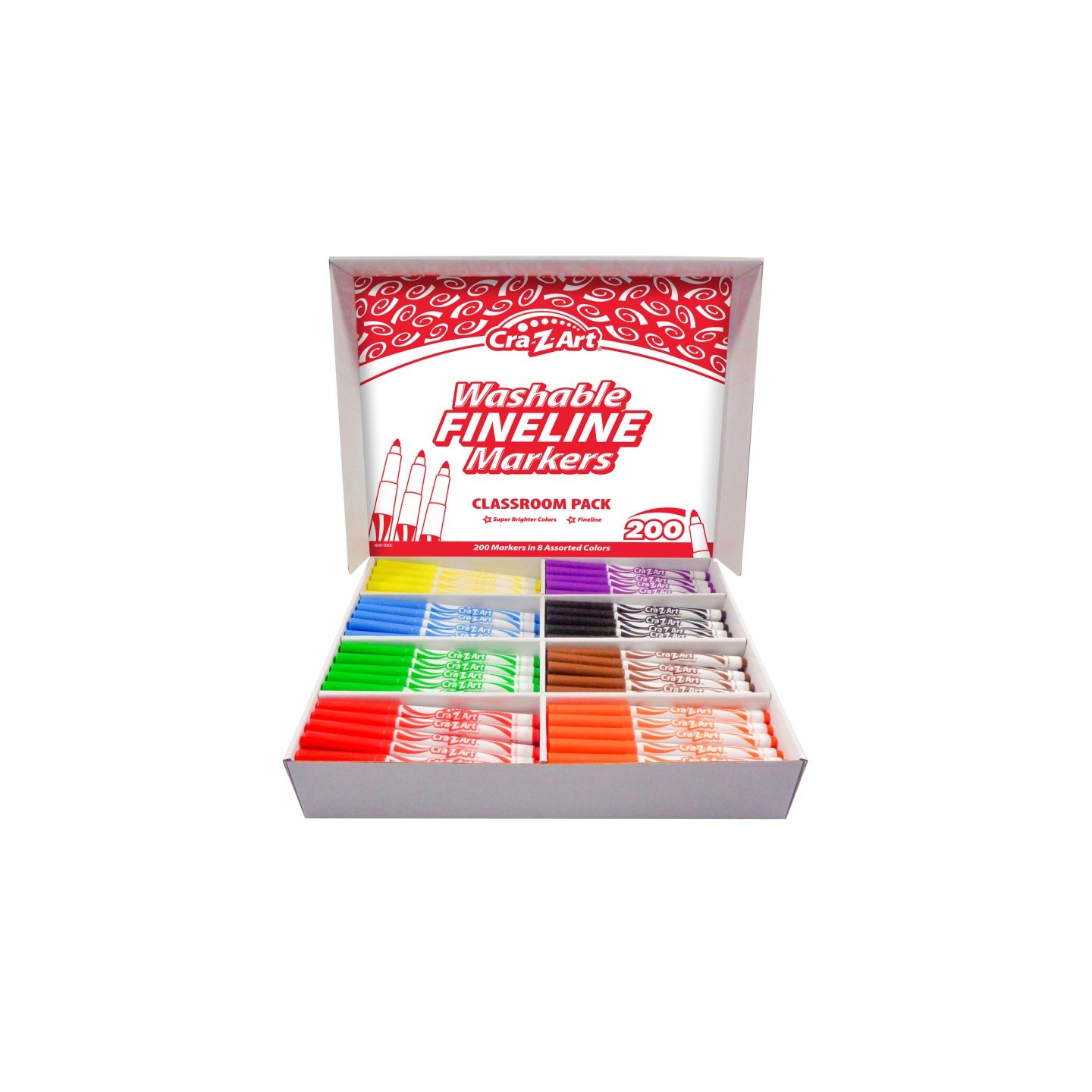 Cra-Z-Art® Washable Markers Classroom Pack, Fine Point, 8 Color, Pack of 200