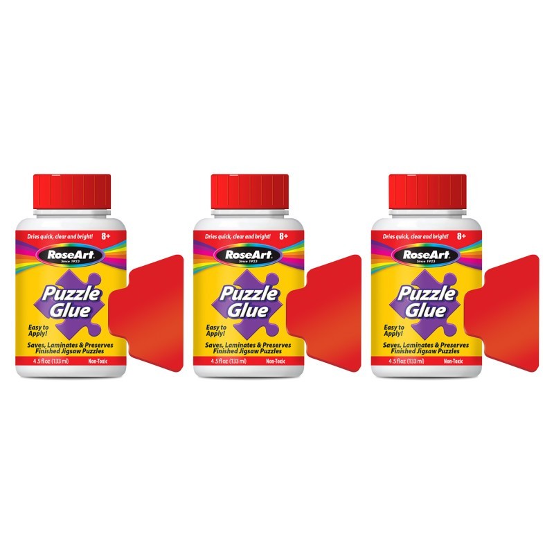 RoseArt Puzzle Glue with Applicator, 4.5oz., Pack of 3