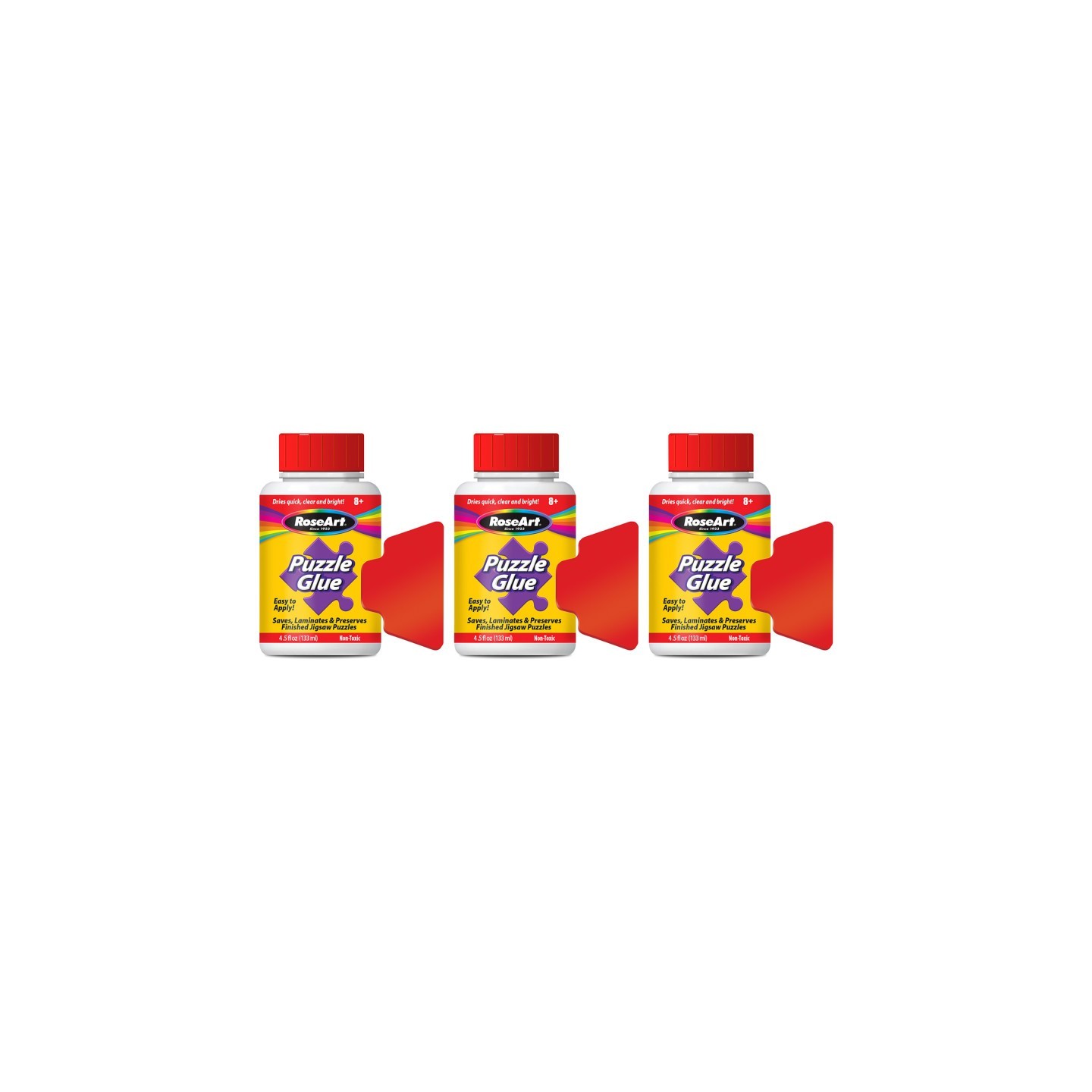 RoseArt Puzzle Glue with Applicator, 4.5oz., Pack of 3