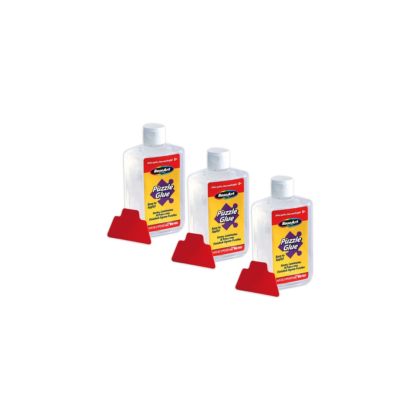 RoseArt Puzzle Glue with Applicator, 16oz., Pack of 3