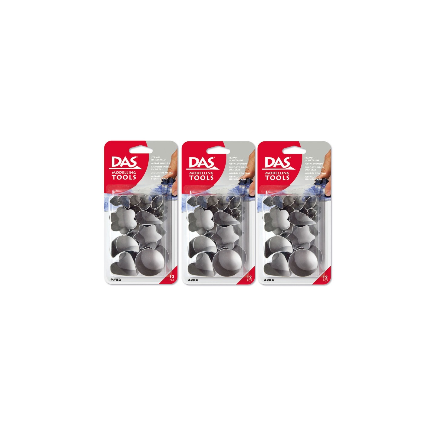 DAS® Modeling Clay Tools, Metal Cutters, 12 Pieces Per Set, 3 Sets