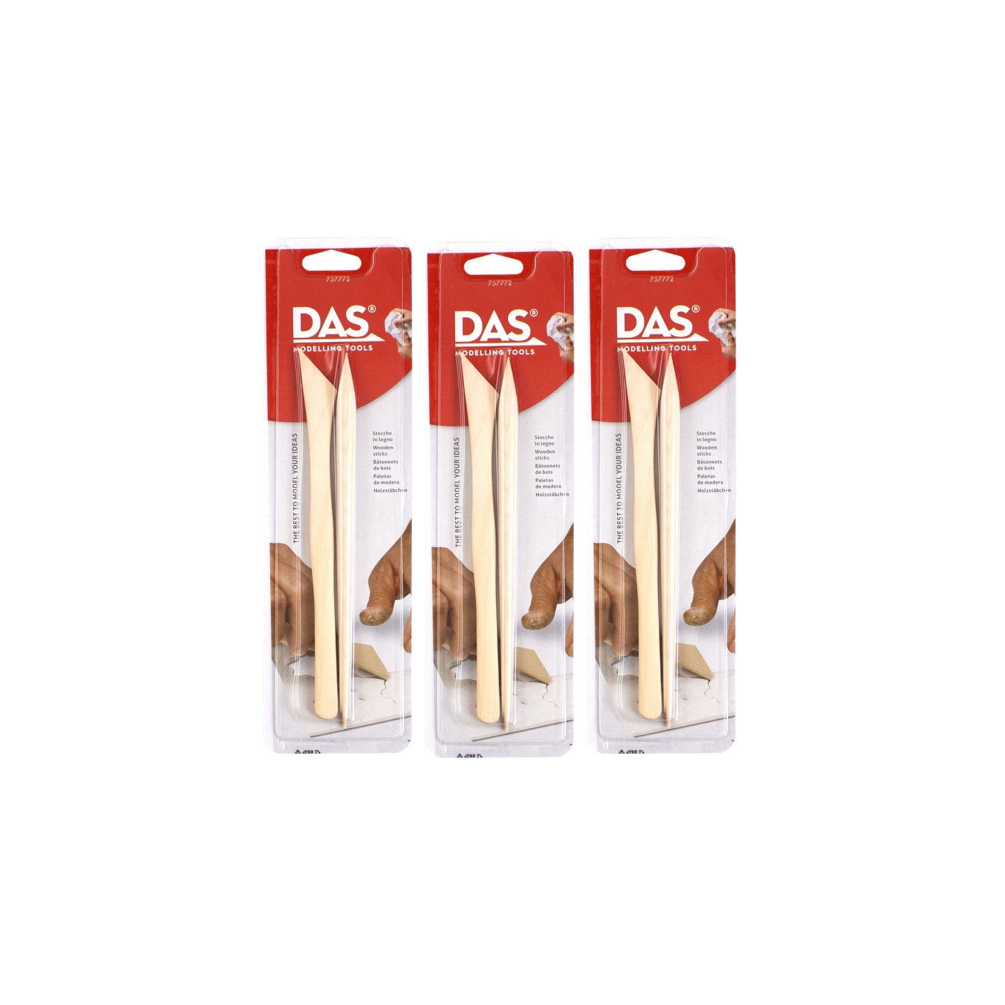 DAS® Modeling Clay Tools, Hardwood Set, 2 Pieces Per Set, 3 Sets