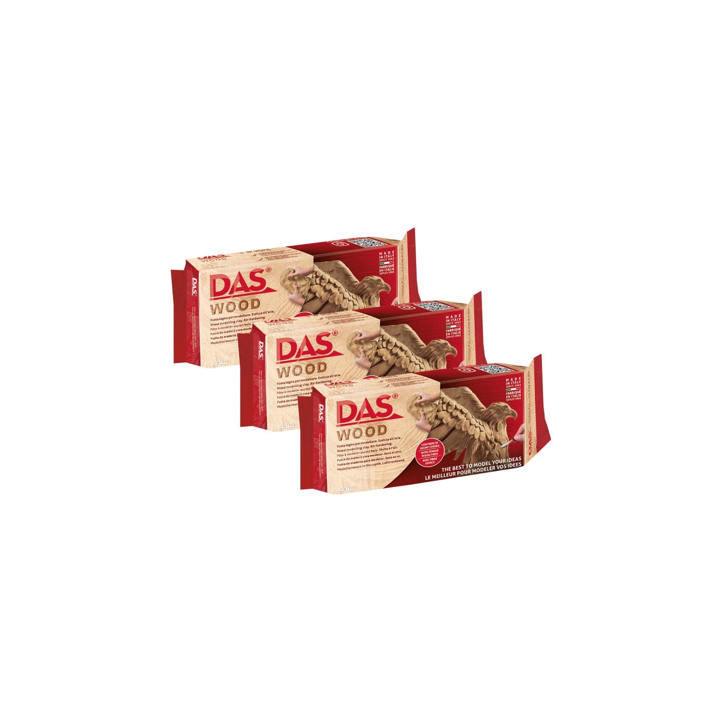 DAS® Modeling Clay Air Hardening, Wood, 700g, Pack of 3