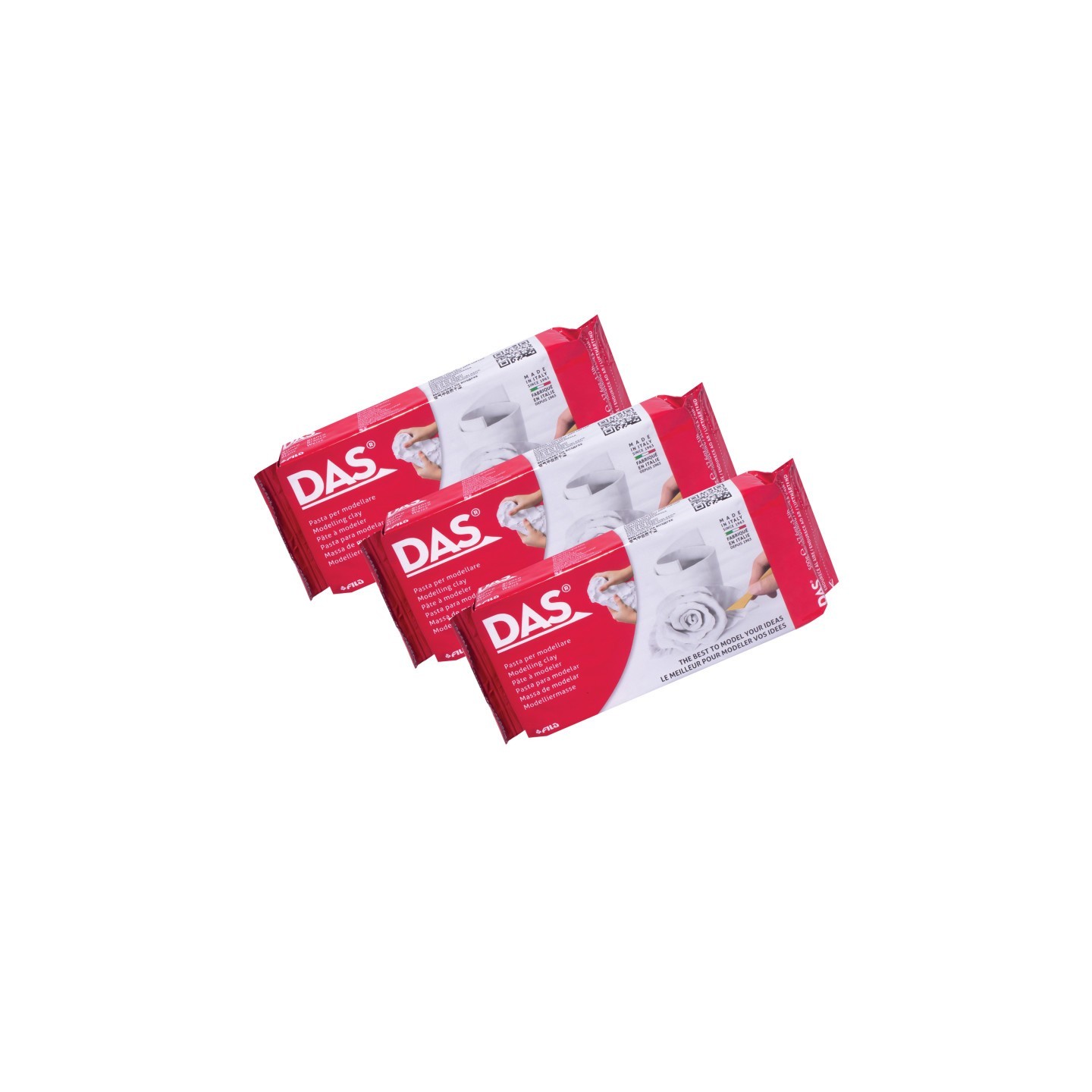 DAS® Modeling Clay Air Hardening, White, 1.1lb, Pack of 3