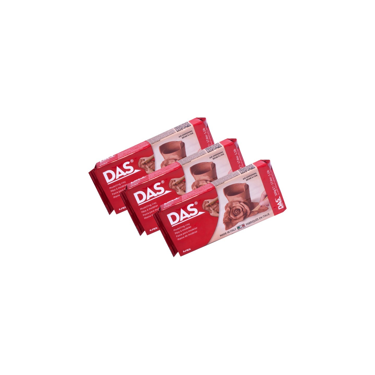 DAS® Modeling Clay Air Hardening, Terra Cotta, 1.1lb, Pack of 3