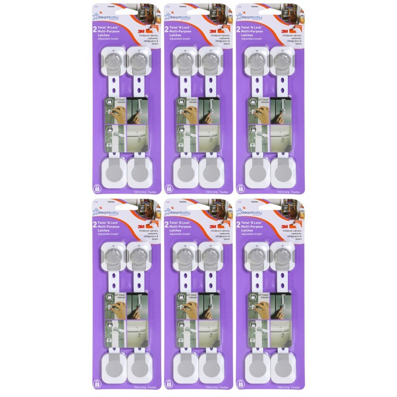 Dreambaby® Multipurpose Latches, 2 Per Pack, 6 Packs