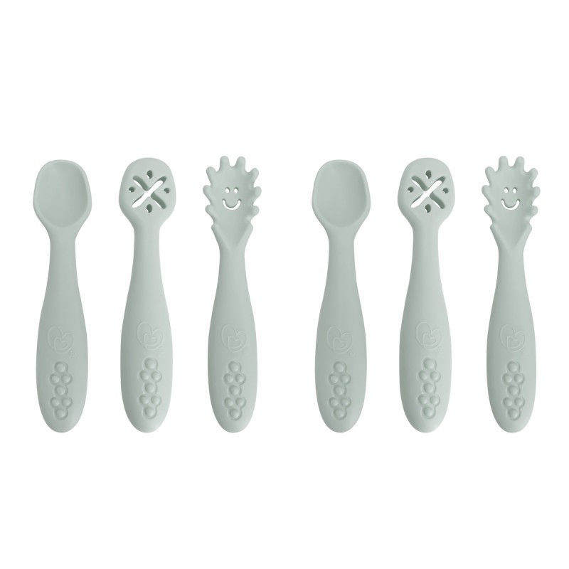 Dreambaby® Silicone Scoop, Mash & Twist 3-Piece Cutlery Set, Seafoam, 2 Sets