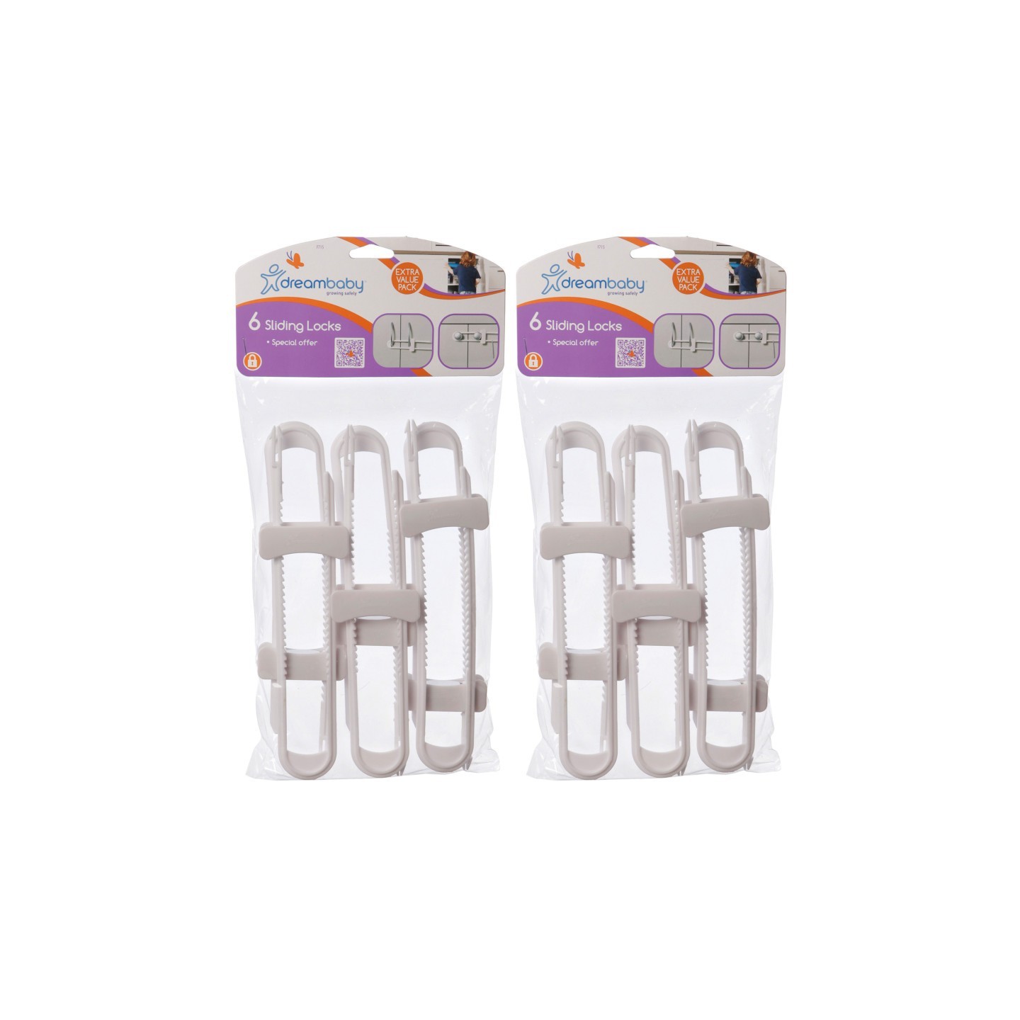 Dreambaby® Cabinet Sliding Locks, 6 Per Pack, 2 Packs