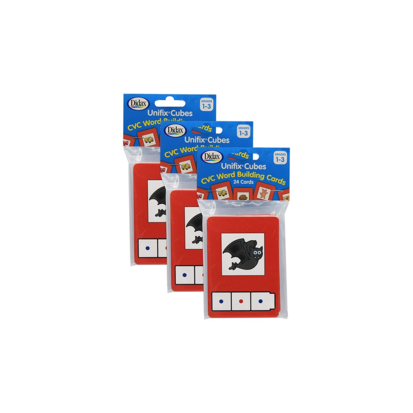 Didax® CVC Word Building Cards, 24 Cards Per Pack, 3 Packs