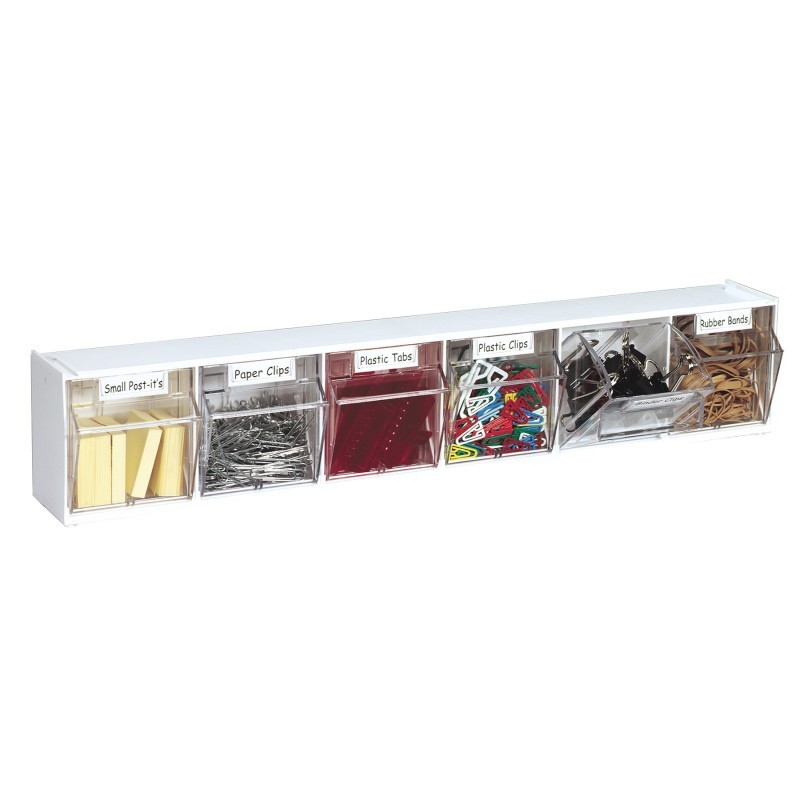 Deflecto® Tilt Bin® Interlocking Storage Bins, 6-Bin Unit, White