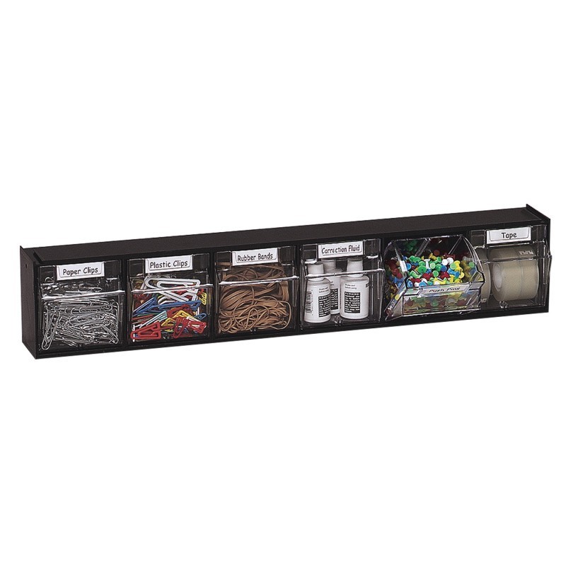 Deflecto® Tilt Bin® Interlocking Storage Bins, 6-Bin Unit, Black