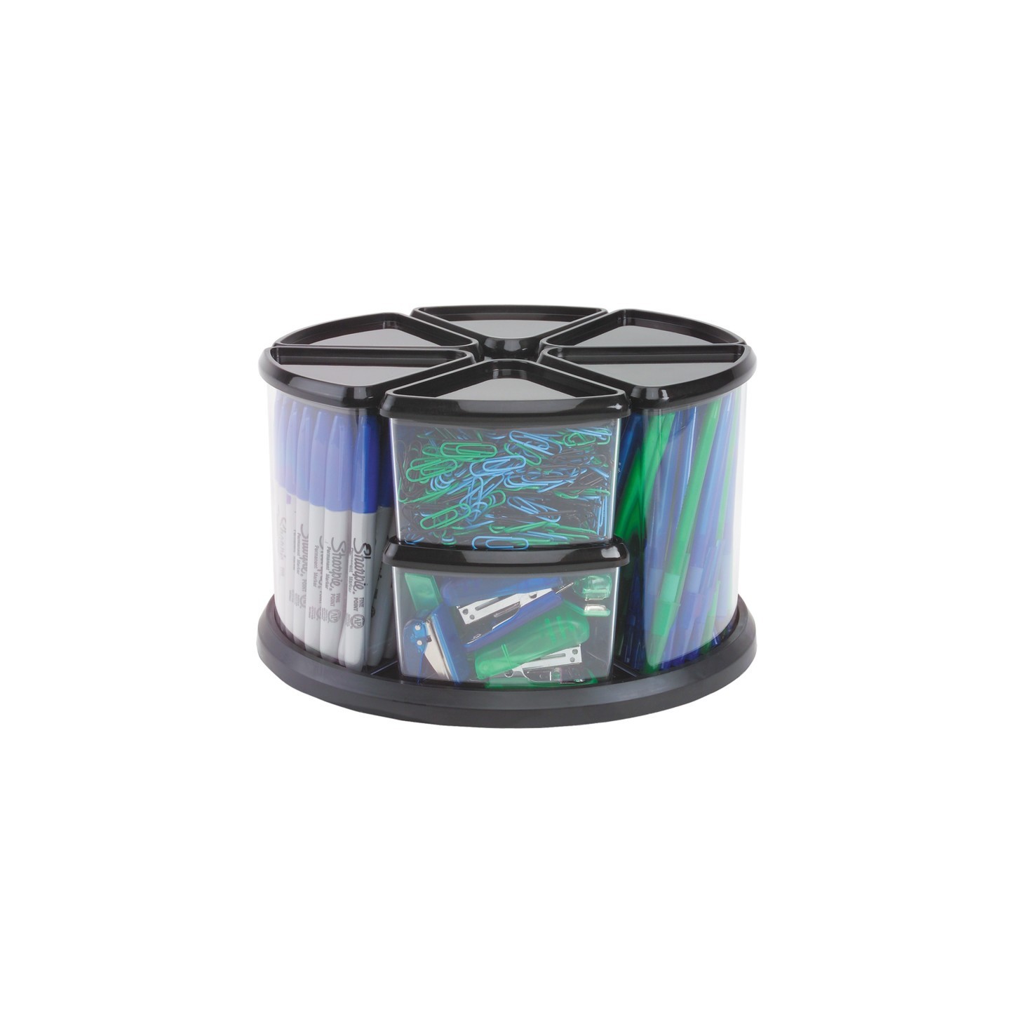 Deflecto® Carousel Rotating Organizer, 9-Bin, Black