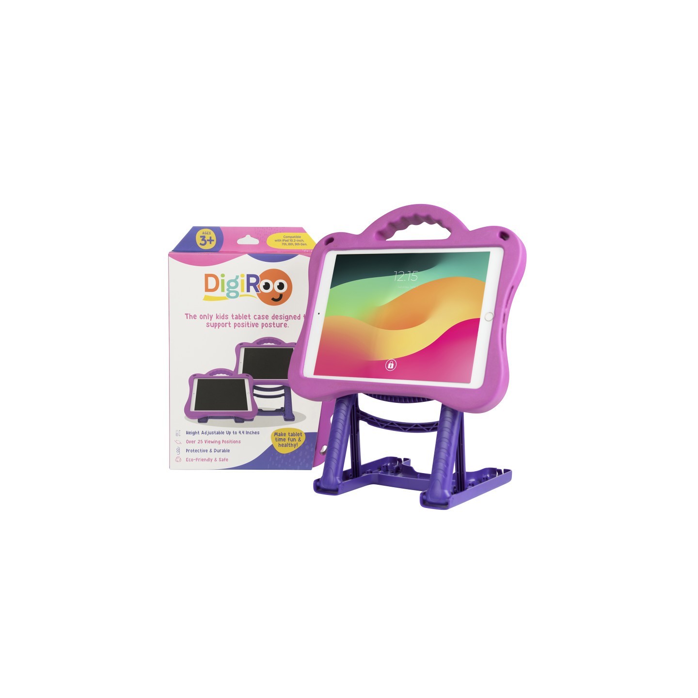 DigiRoo Case for 7th/8th/9th Generation iPad 10.2in, Pink/Purple