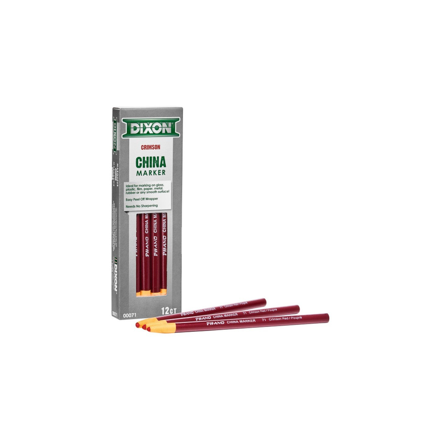 Dixon® Phano China Markers, Crimson Red, Pack of 12
