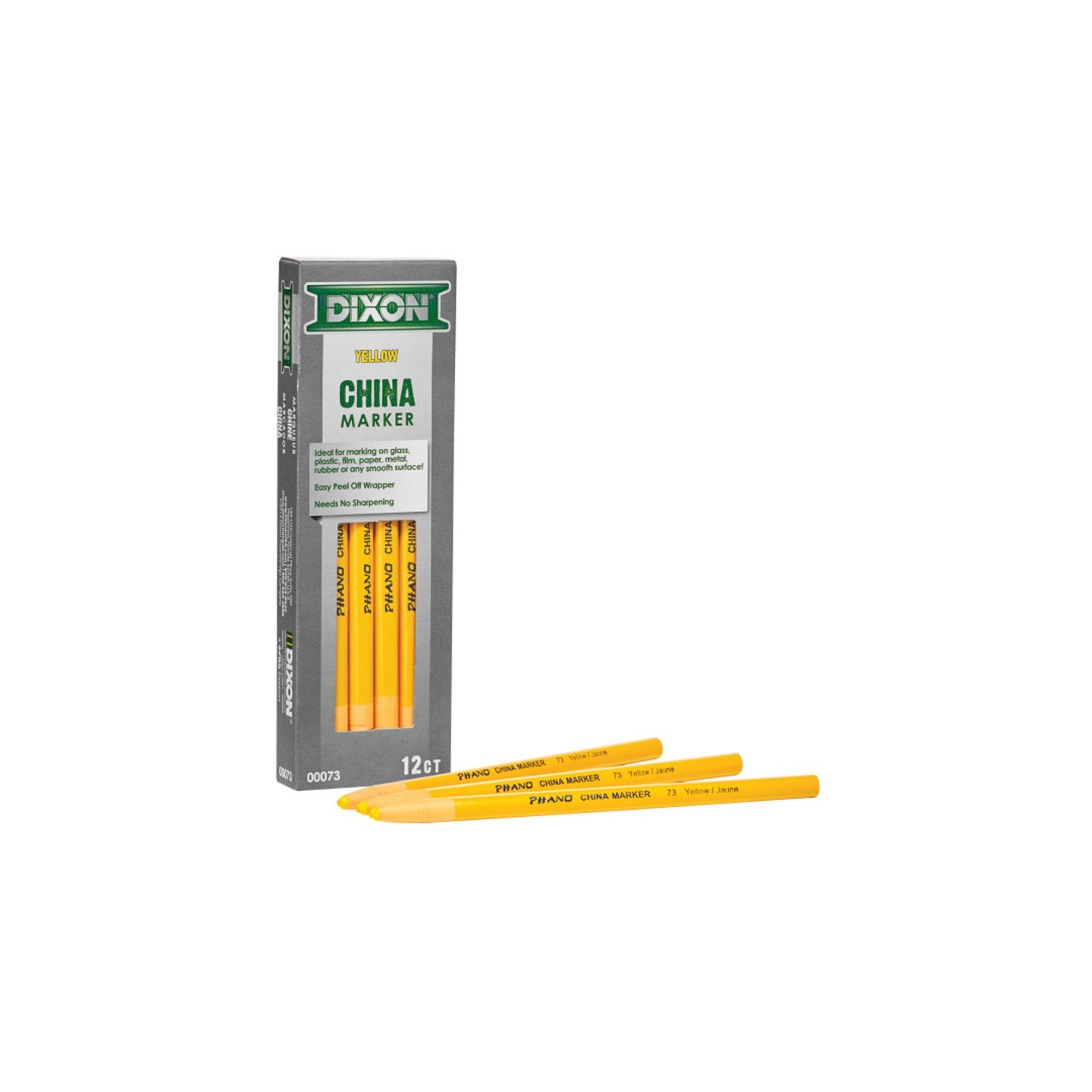 Dixon® Phano China Markers, Yellow, Pack of 12