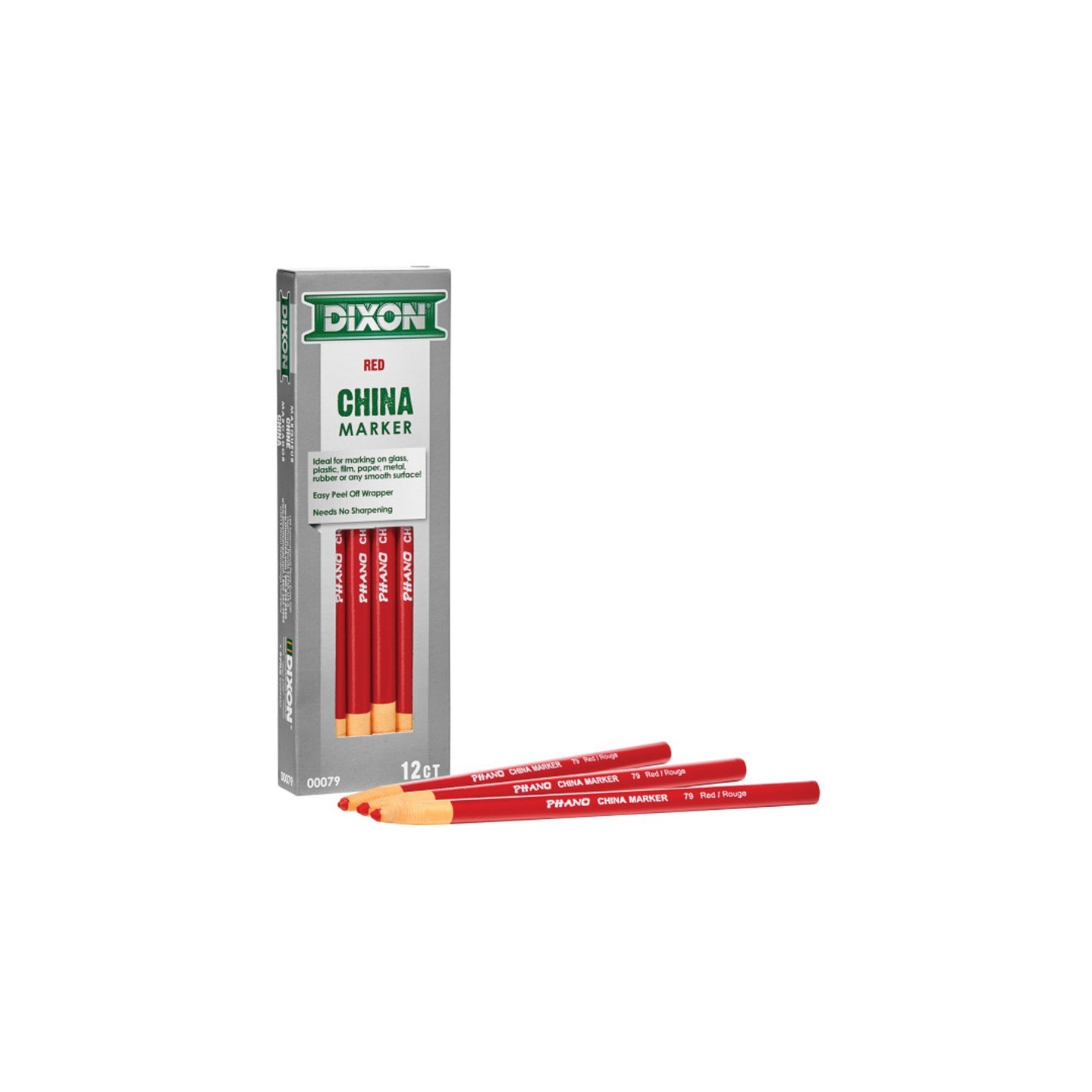 Dixon® Phano China Markers, Red, Pack of 12