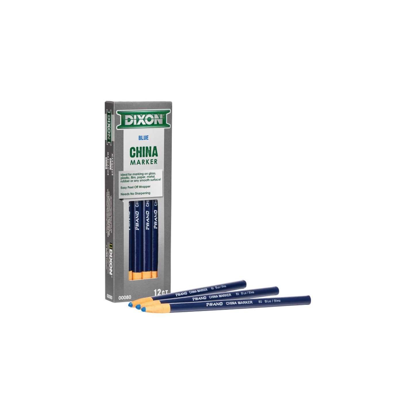 Dixon® Phano China Markers, Blue, Pack of 12