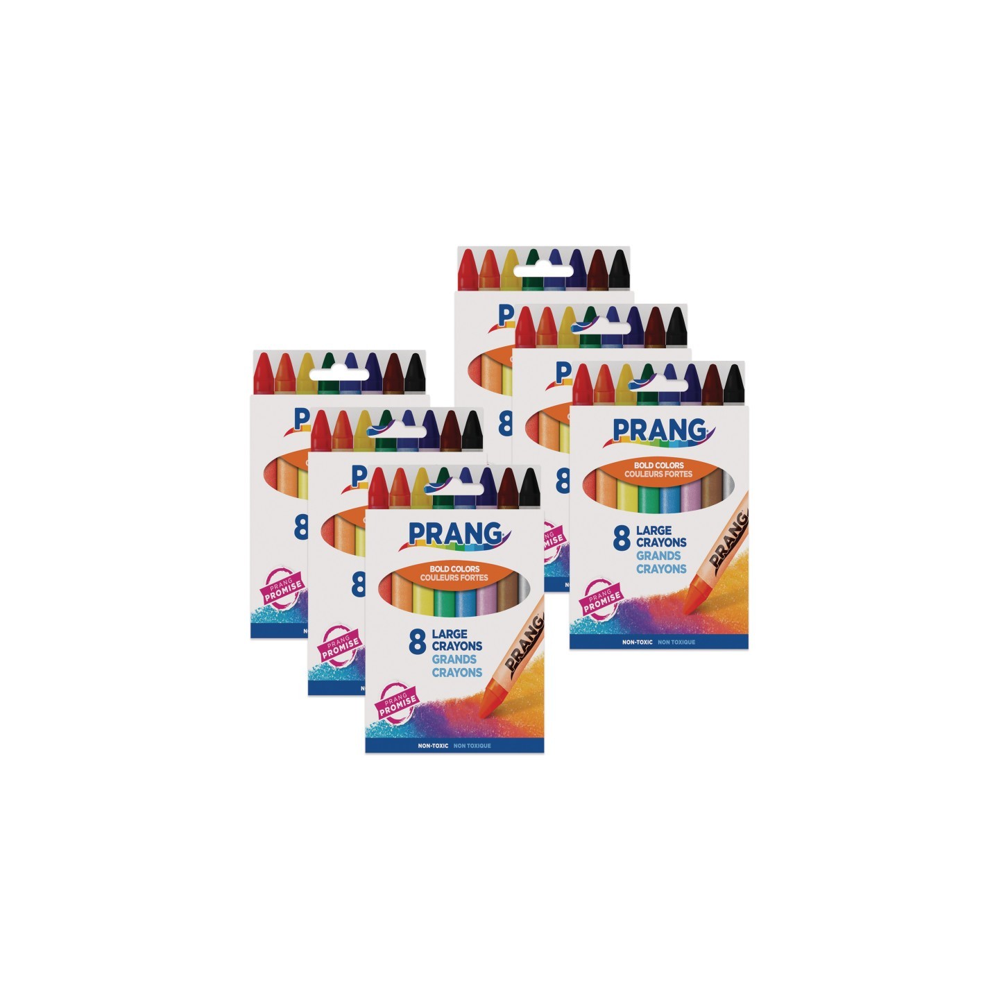 Prang® Soybean Crayons, Large, 8 Colors Per Pack, 6 Packs