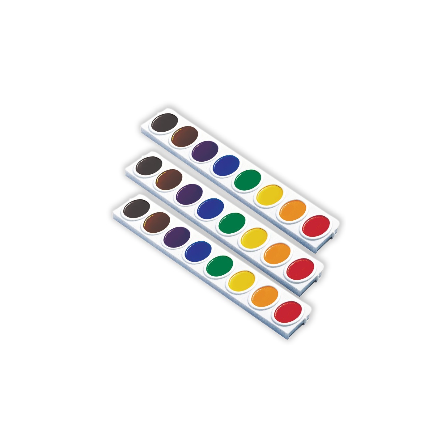 Prang® Watercolors, Oval Pan Refill Tray, 8 Colors, 3 Refills Per Pack, 3 Packs