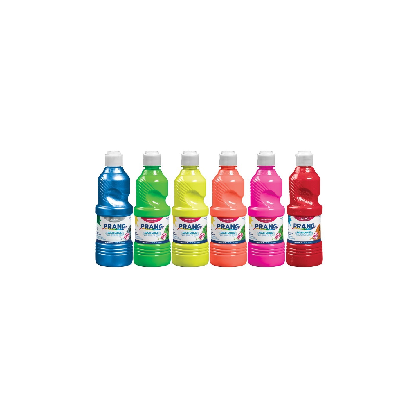 Prang® Washable Ready-to-Use Paint, 16 oz, Fluorescent, Metallic & Glitter, 6 Colors