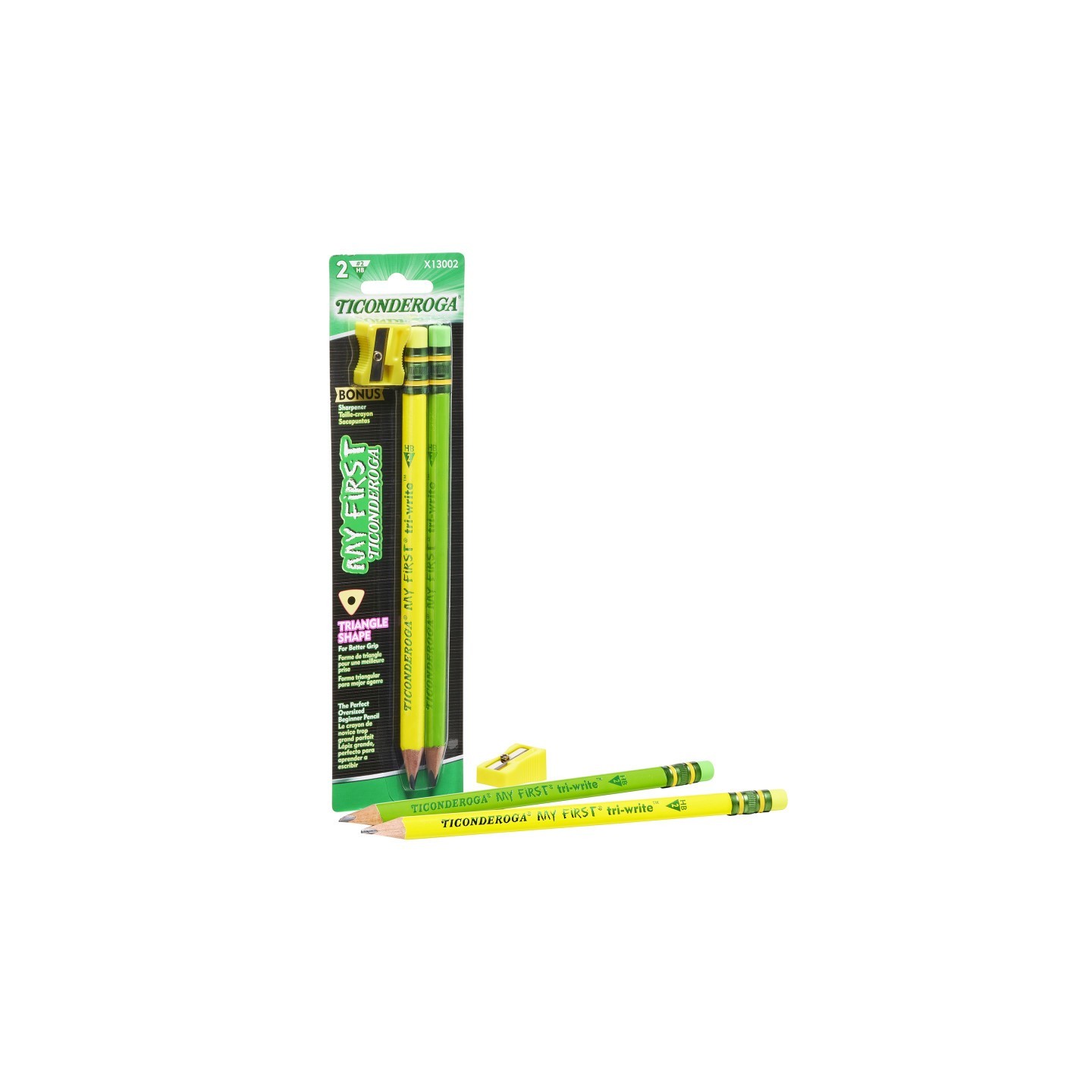 Ticonderoga® My First® Tri-Write™ Wood-Cased Pencils, Neon Assorted, 2 Count