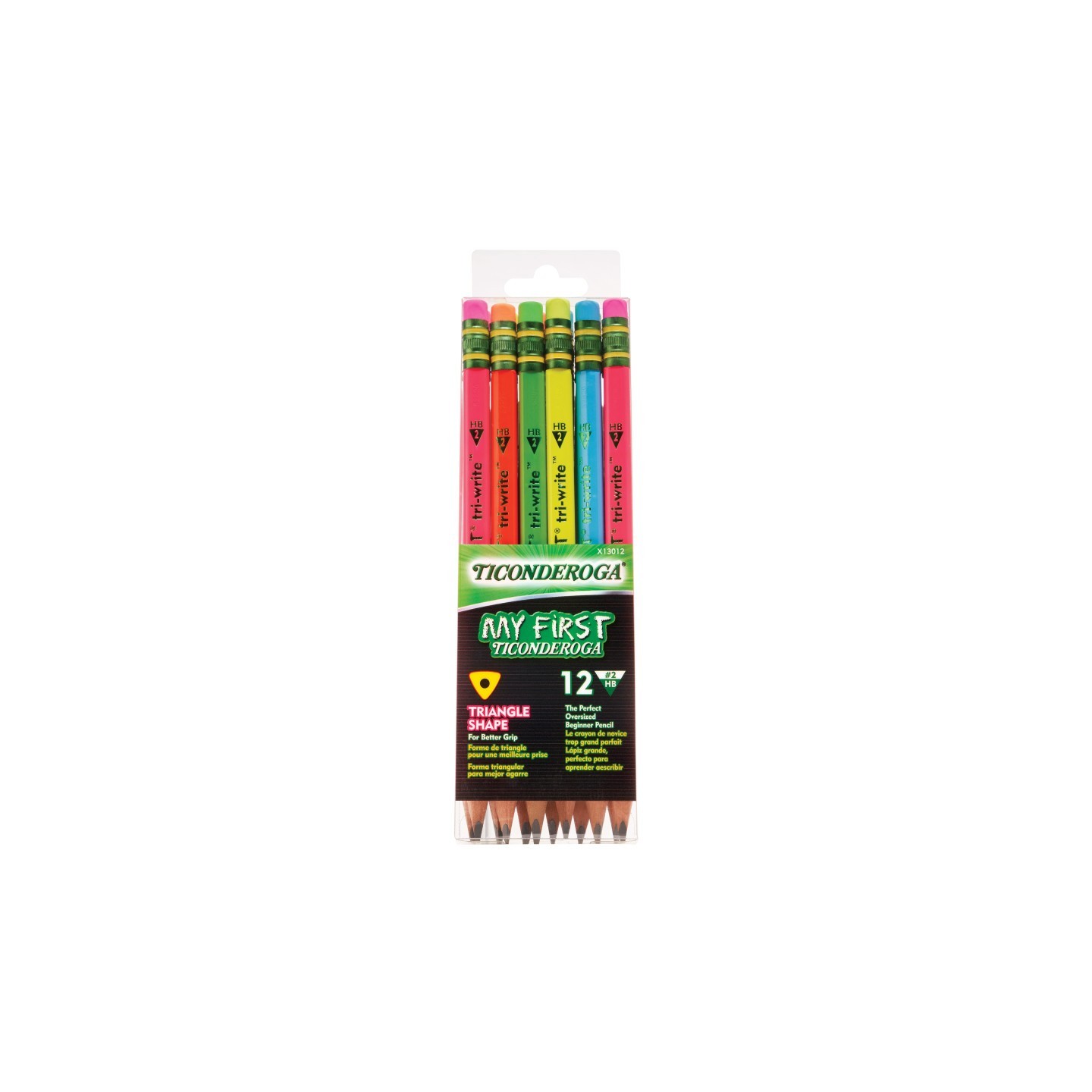 Ticonderoga® My First® Tri-Write™ Wood-Cased Pencils, Neon Assorted, 12 Count