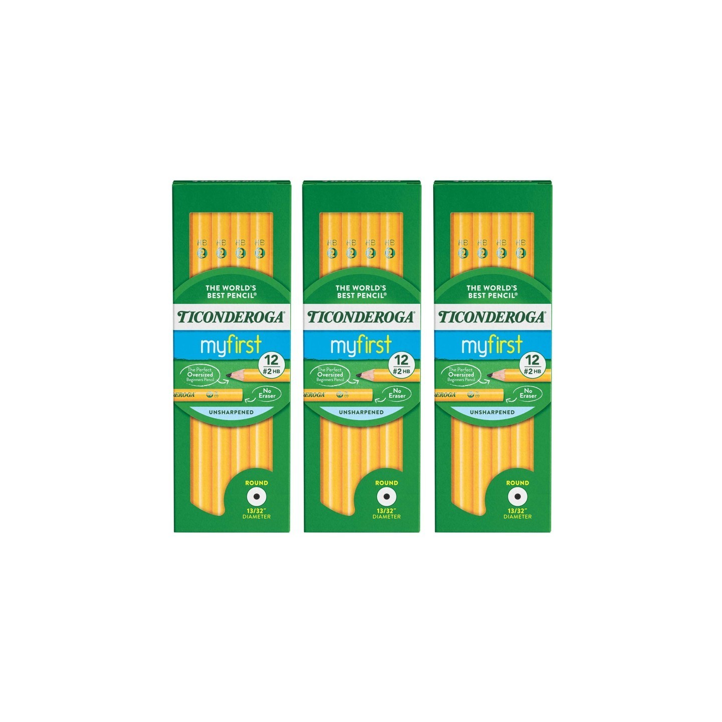 Ticonderoga® Beginners® Pencils without Eraser, 12 Per Pack, 3 Packs