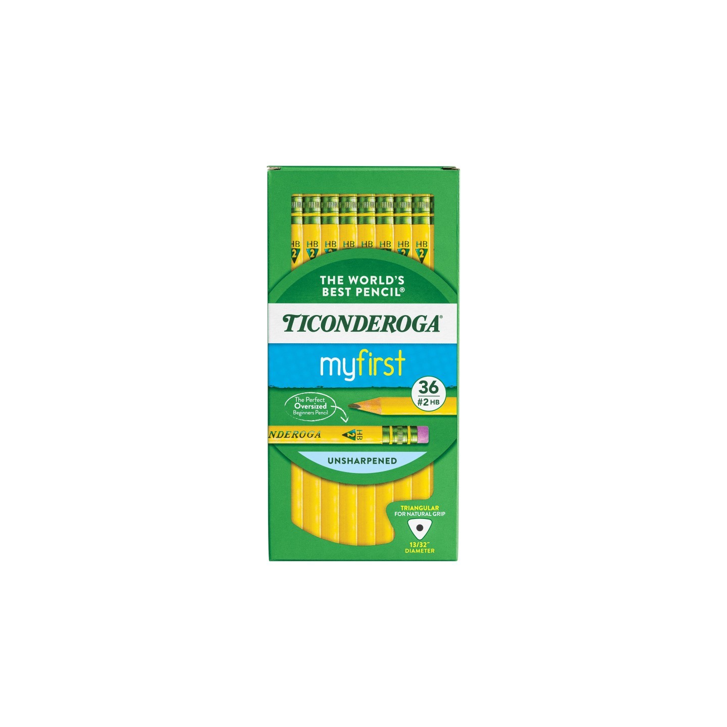 Ticonderoga® My First Tri-Write Primary Size No. 2 Pencils with Eraser, Box of 36