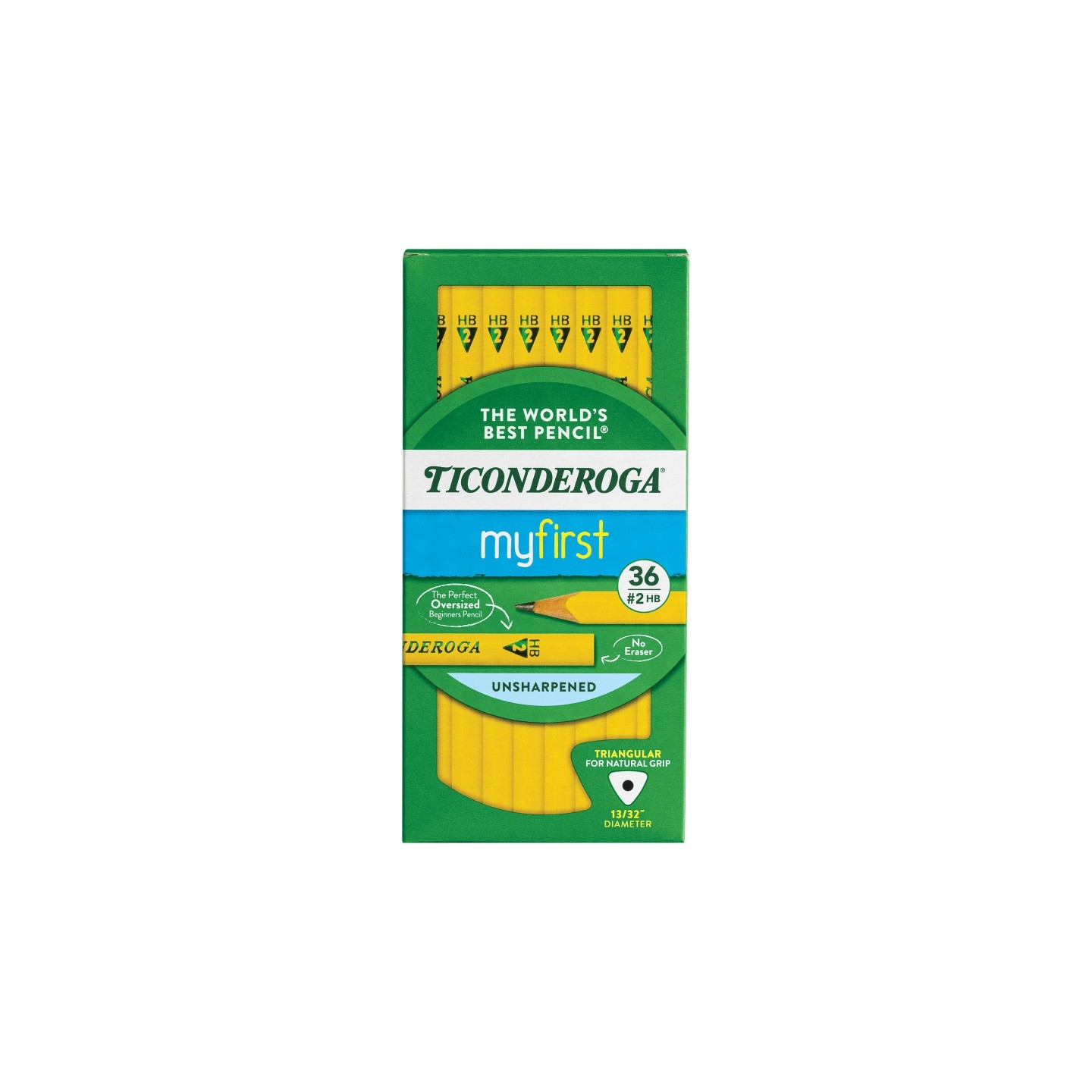 Ticonderoga® My First® Tri-Write™ Primary Size No. 2 Pencils without Eraser, Box of 36
