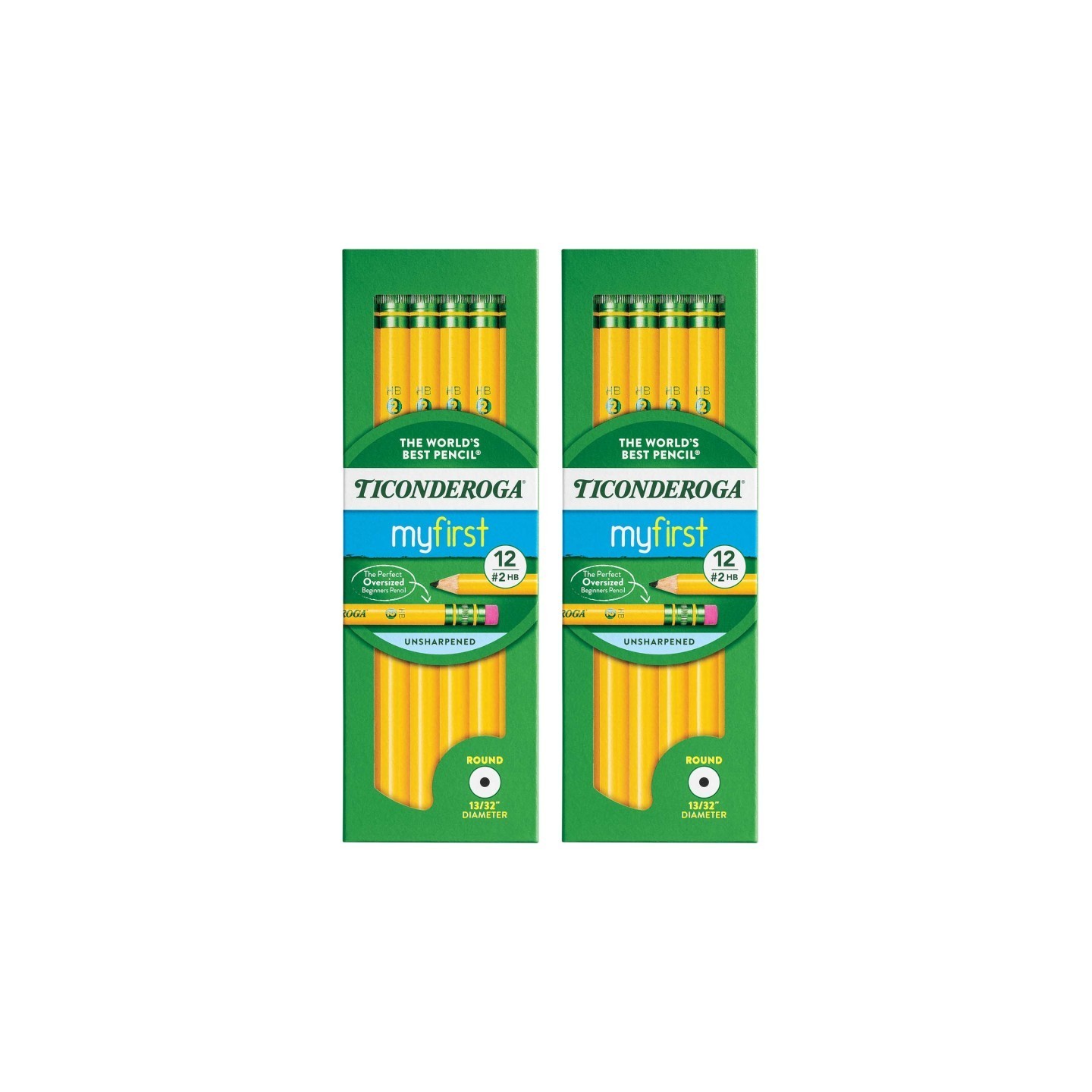 Ticonderoga® Beginners® Pencils with Eraser, 12 Per Pack, 2 Packs