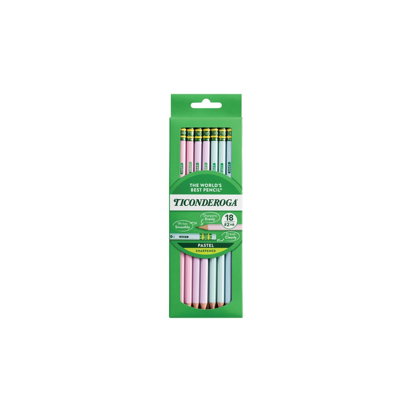 Ticonderoga® Wooden Pencil Pastel, Sharpened, Pack of 18