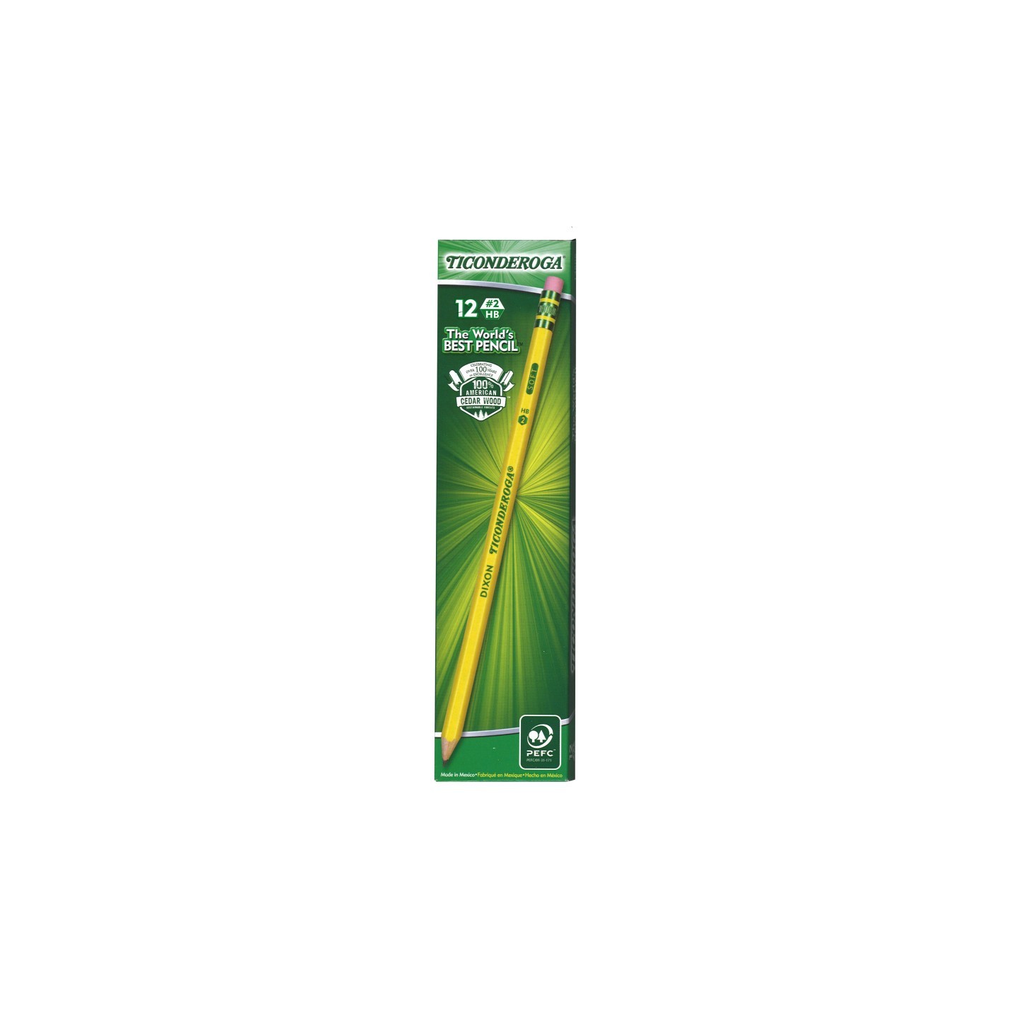 Ticonderoga® Wood-Cased Pencils, #2 HB Soft, Pre-Sharpened, Yellow, 12 Ct