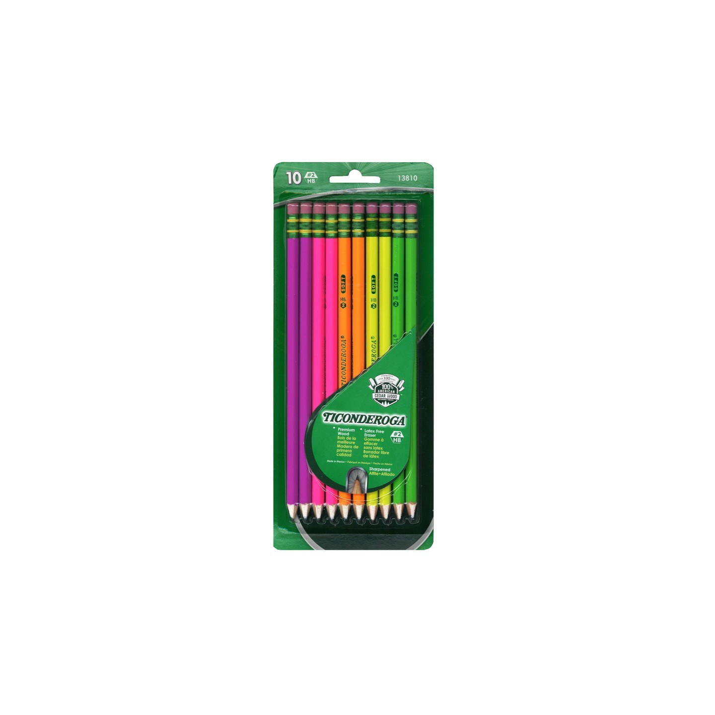 Ticonderoga® Premium Neon Wood Pencils, Pack of 10